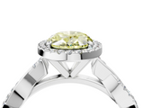 White gold Fancy Yellow Oval  Cut Halo Twisted Band Four-Prong Ring_23
