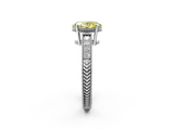 White gold Fancy Yellow Oval  Cut Milgrain Channel Set Engagement Ring with Solitaire Prong Setting_64