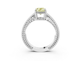 White gold Fancy Yellow Oval  Cut Milgrain Channel Set Engagement Ring with Solitaire Prong Setting_65