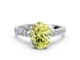 White gold Fancy Yellow Oval  Cut Pavé Band Solitaire Ring with Four-Prong Setting_25