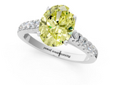 White gold Fancy Yellow Oval  Cut Pavé Band Solitaire Ring with Four-Prong Setting_26