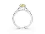 White gold Fancy Yellow Oval  Cut Pavé Band Solitaire Ring with Four-Prong Setting_28