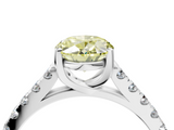 White gold Fancy Yellow Oval  Cut Pavé Band Solitaire Ring with Four-Prong Setting_29