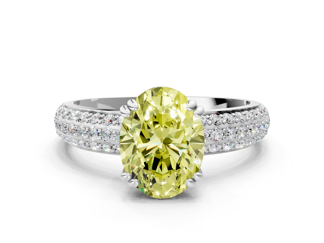 White gold Fancy Yellow Oval  Cut Pave Diamond Engagement Ring with Channel Set Band and Four-Prong Setting_20