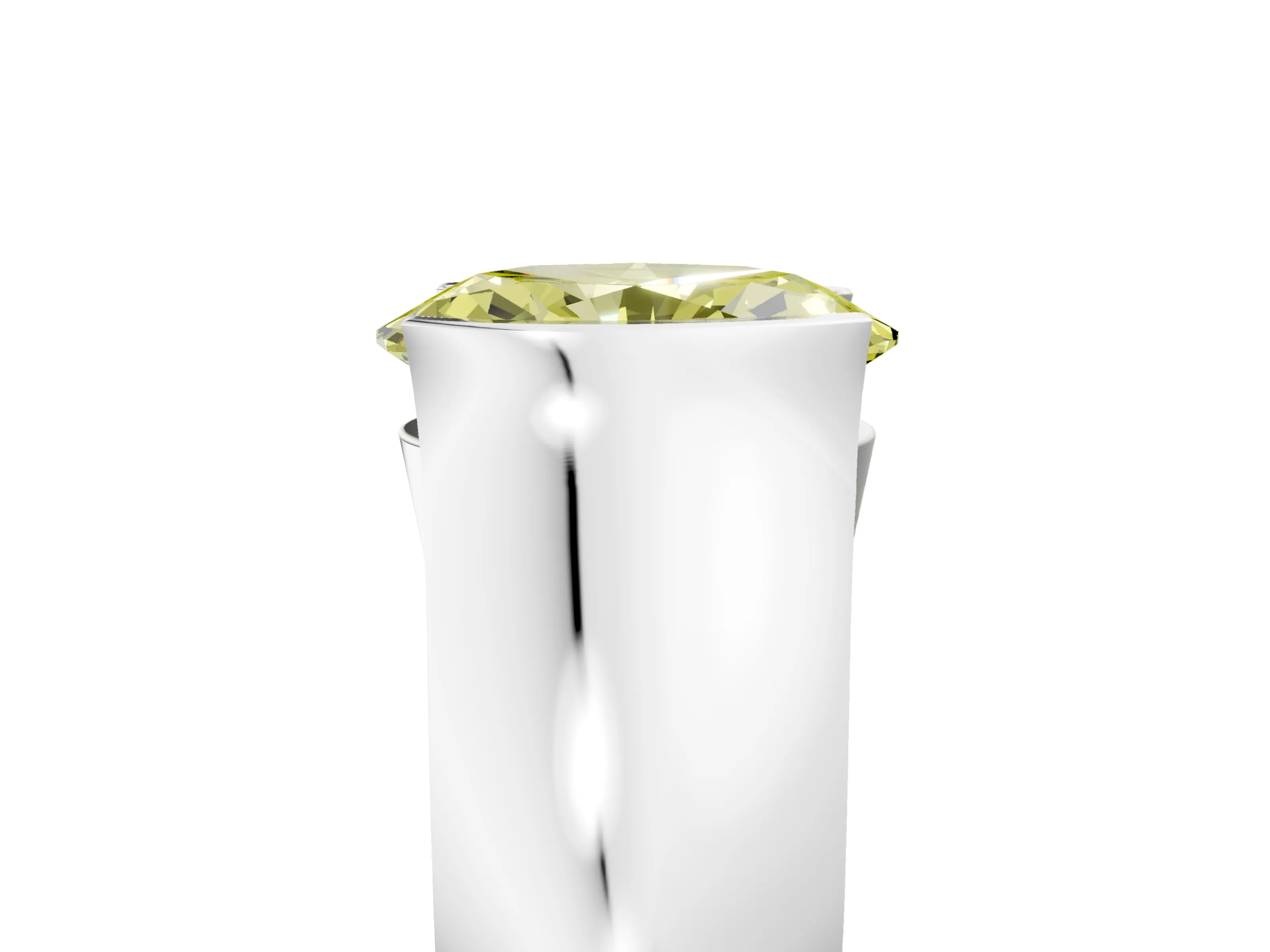 White gold Fancy Yellow Oval Cut Solitaire Bezel Set Diamond Ring with Wide Band_17