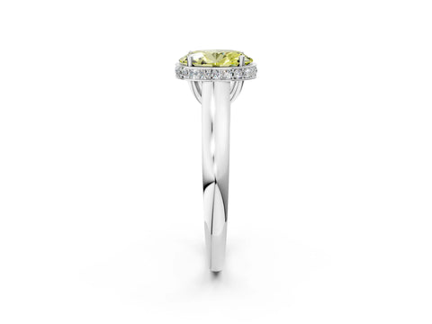White gold Fancy Yellow Oval Cut Solitaire Diamond Engagement Ring with Four-Prong Setting and Tapered Band_14