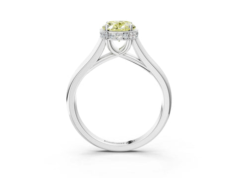 White gold Fancy Yellow Oval Cut Solitaire Diamond Engagement Ring with Four-Prong Setting and Tapered Band_15