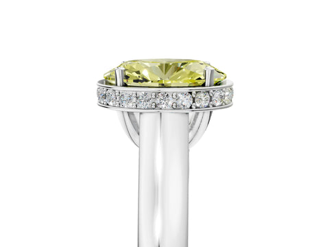 White gold Fancy Yellow Oval Cut Solitaire Diamond Engagement Ring with Four-Prong Setting and Tapered Band_17