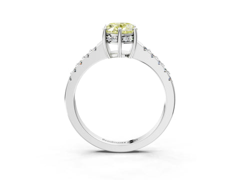 White gold Fancy Yellow Oval Cut Solitaire Diamond Engagement Ring with Pavé Band and Six-Prong Setting_15