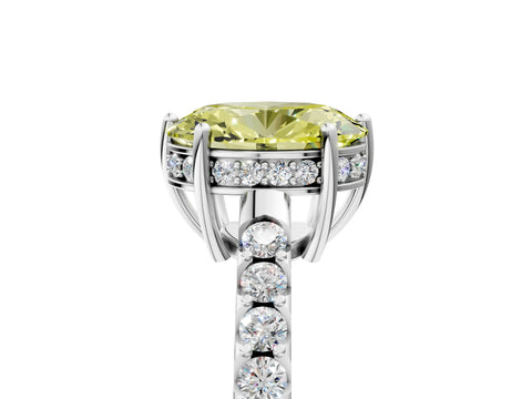 White gold Fancy Yellow Oval Cut Solitaire Diamond Engagement Ring with Pavé Band and Six-Prong Setting_17