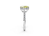 White gold Fancy Yellow Oval Cut Solitaire Diamond Engagement Ring with Pavé Band and Six-Prong Setting_26
