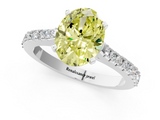 White gold Fancy Yellow Oval  Cut Solitaire Diamond Engagement Ring with Pave Band and Four-Prong Setting_170