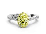 White gold Fancy Yellow Oval  Cut Solitaire Diamond Engagement Ring with Pave Band and Four-Prong Setting_170
