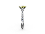 White gold Fancy Yellow Oval  Cut Solitaire Diamond Engagement Ring with Pave Band and Four-Prong Setting_171