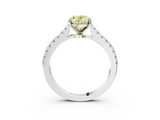 White gold Fancy Yellow Oval  Cut Solitaire Diamond Engagement Ring with Pave Band and Four-Prong Setting_173