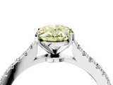 White gold Fancy Yellow Oval  Cut Solitaire Diamond Engagement Ring with Pave Band and Four-Prong Setting_180