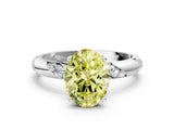 White gold Fancy Yellow Oval Cut Solitaire Diamond Engagement Ring with Twisted Pave Band and Four-Prong Setting_19