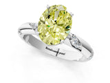 White gold Fancy Yellow Oval Cut Solitaire Diamond Engagement Ring with Twisted Pave Band and Four-Prong Setting_20