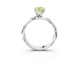 White gold Fancy Yellow Oval Cut Solitaire Diamond Engagement Ring with Twisted Pave Band and Four-Prong Setting_22