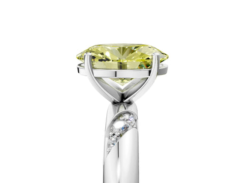 White gold Fancy Yellow Oval Cut Solitaire Diamond Engagement Ring with Twisted Pave Band and Four-Prong Setting_24