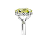White gold Fancy Yellow Oval Cut Solitaire Diamond Ring with Prong Setting and Plain Band_5