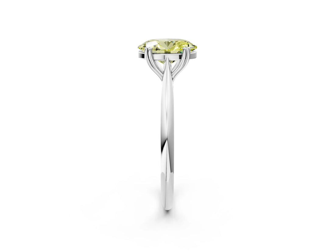 White gold Fancy Yellow Oval Cut Solitaire Diamond Ring with Six-Prong Setting and Classic Band_122