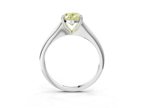 White gold Fancy Yellow Oval Cut Solitaire Diamond Ring with Six-Prong Setting and Classic Band_3