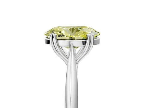 White gold Fancy Yellow Oval Cut Solitaire Diamond Ring with Six-Prong Setting and Classic Band_5