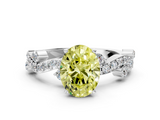 White gold Fancy Yellow Oval  Cut Solitaire Diamond Twisted Band with Pave Setting_76