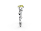 White gold Fancy Yellow Oval  Cut Solitaire Diamond Twisted Band with Pave Setting_76