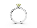 White gold Fancy Yellow Oval  Cut Solitaire Diamond Twisted Band with Pave Setting_78