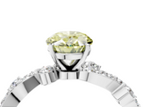 White gold Fancy Yellow Oval  Cut Solitaire Diamond Twisted Band with Pave Setting_80