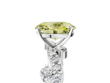White gold Fancy Yellow Oval  Cut Solitaire Diamond Twisted Band with Pave Setting_81