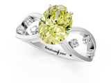 White gold Fancy Yellow Oval  Cut Solitaire Diamond with Side Stones on Criss-Cross Band and Four-Prong Setting_4