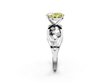 White gold Fancy Yellow Oval  Cut Solitaire Diamond with Side Stones on Criss-Cross Band and Four-Prong Setting_5