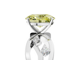 White gold Fancy Yellow Oval  Cut Solitaire Diamond with Side Stones on Criss-Cross Band and Four-Prong Setting_8