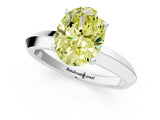 White gold Fancy Yellow Oval  Cut Solitaire Engagement Ring with Flat Band and Four-Prong Setting 2