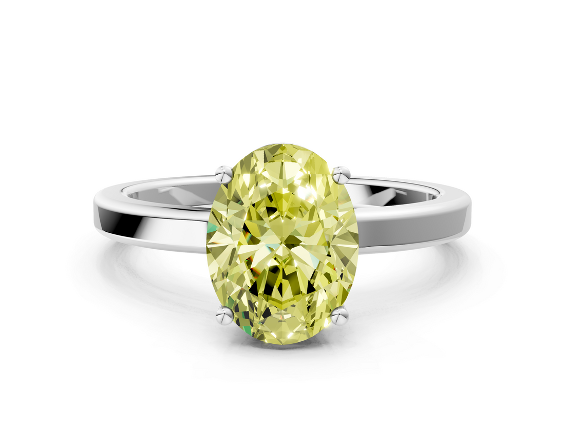 White gold Fancy Yellow Oval  Cut Solitaire Engagement Ring with Four-Prong Setting on a Classic Band_20