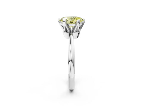 White gold Fancy Yellow Oval Cut Solitaire Engagement Ring with Six-Prong Setting and Tapered Band_2