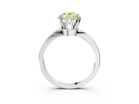 White gold Fancy Yellow Oval Cut Solitaire Engagement Ring with Six-Prong Setting and Tapered Band_3