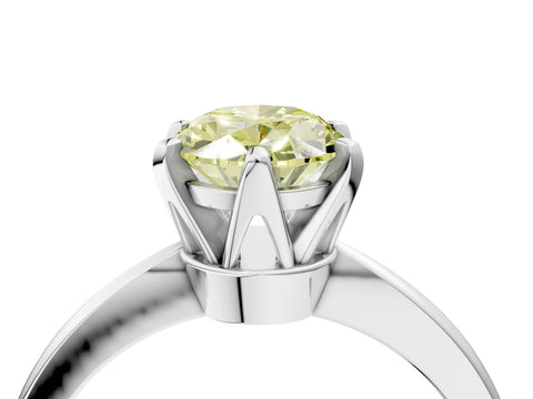White gold Fancy Yellow Oval Cut Solitaire Engagement Ring with Six-Prong Setting and Tapered Band_4