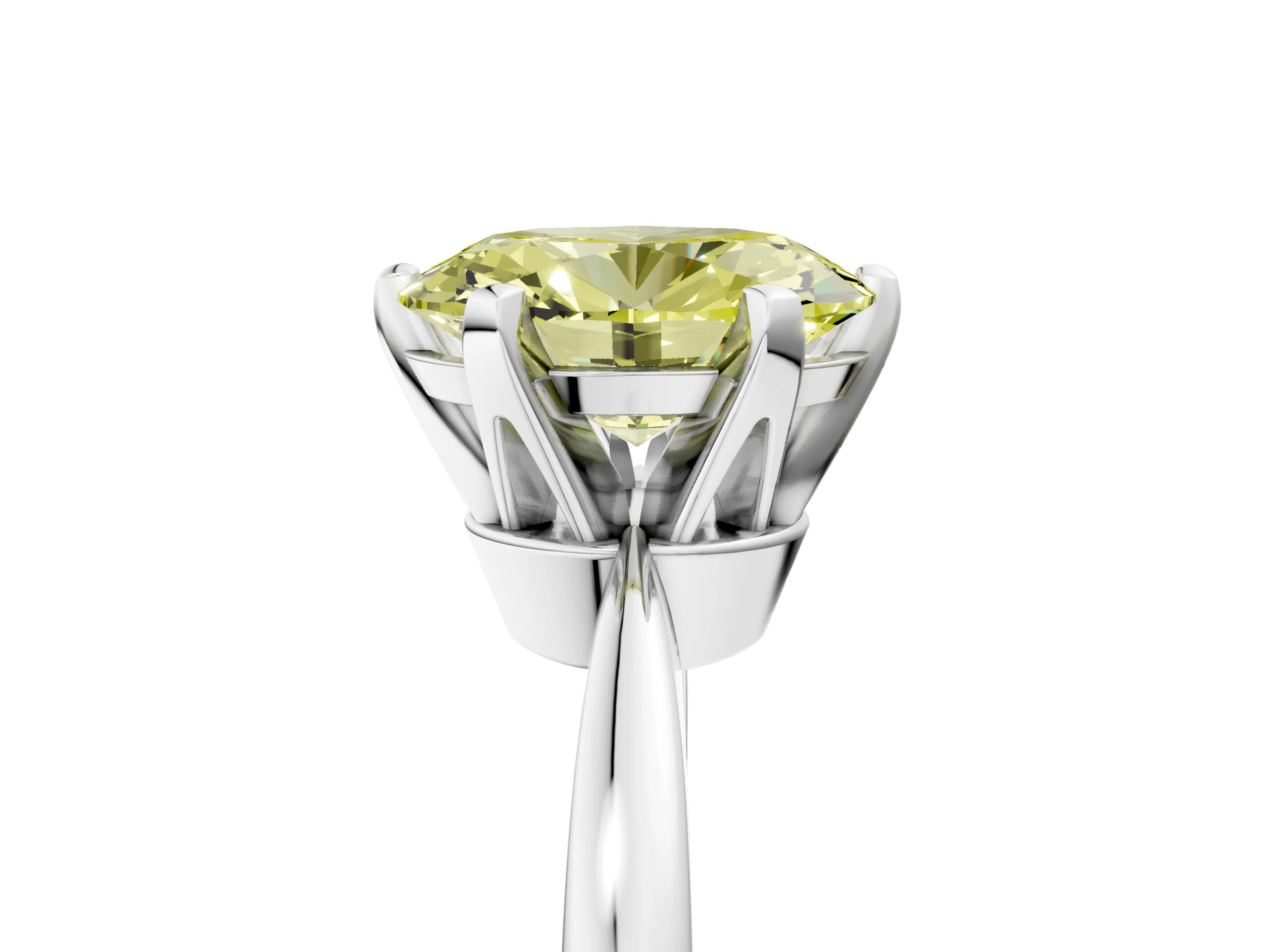 White gold Fancy Yellow Oval Cut Solitaire Engagement Ring with Six-Prong Setting and Tapered Band_5