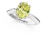 White gold Fancy Yellow Oval  Cut Solitaire Engagement Ring with Tapered Band and Four-Prong Setting 1