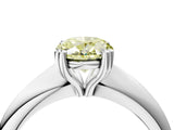 White gold Fancy Yellow Oval  Cut Solitaire Engagement Ring with Tapered Band and Four-Prong Setting 4