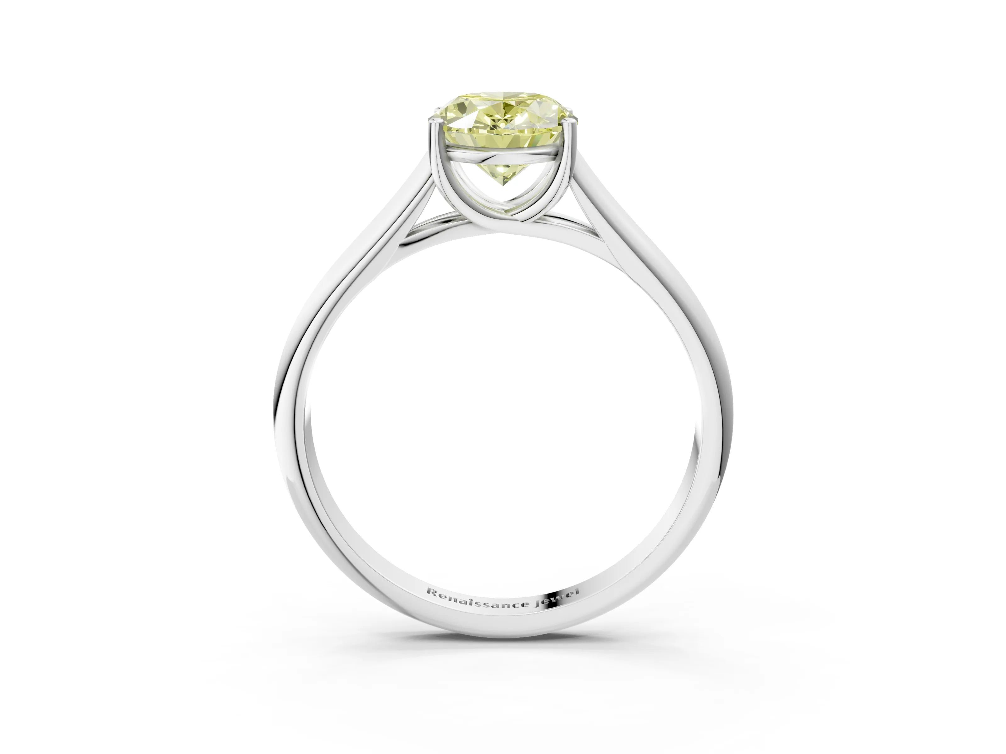 White gold Fancy Yellow Oval Cut Solitaire Engagement Ring with Tapered Band and Four-Prong Setting_30