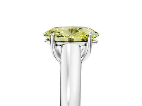 White gold Fancy Yellow Oval Cut Solitaire Engagement Ring with Tapered Band and Four-Prong Setting_8