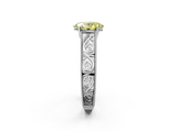 White gold Fancy Yellow Oval  Cut Solitaire Engraved Band with Four-Prong Setting_64