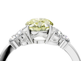 White gold Fancy Yellow Oval  Cut Solitaire Floral Diamond Ring with Four-Prong Setting_68