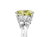 White gold Fancy Yellow Oval  Cut Solitaire Floral Diamond Ring with Four-Prong Setting_69