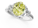 White gold Fancy Yellow Oval  Cut Solitaire Floral Diamond Ring with Four-Prong Setting_78
